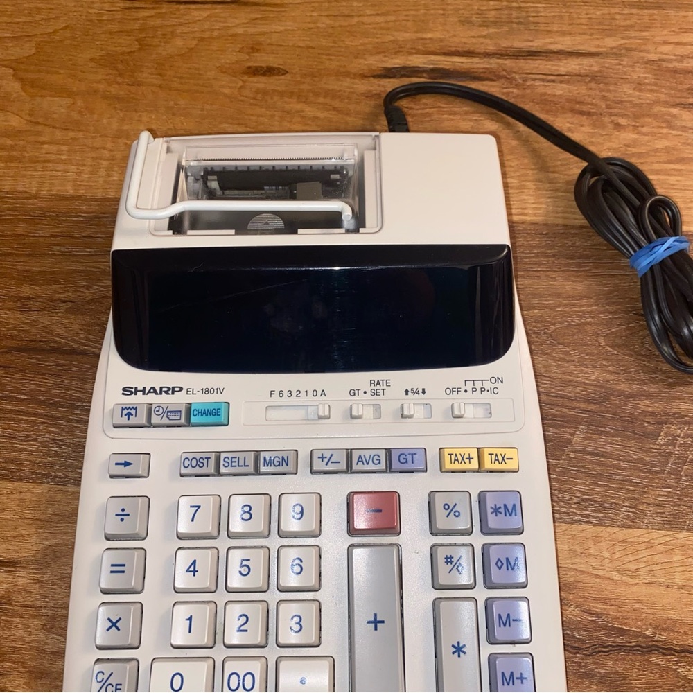 Sharp EL-1801V Ink Printing Calculator Fluorescent Display Power Cord Portable - Picture 3 of 8